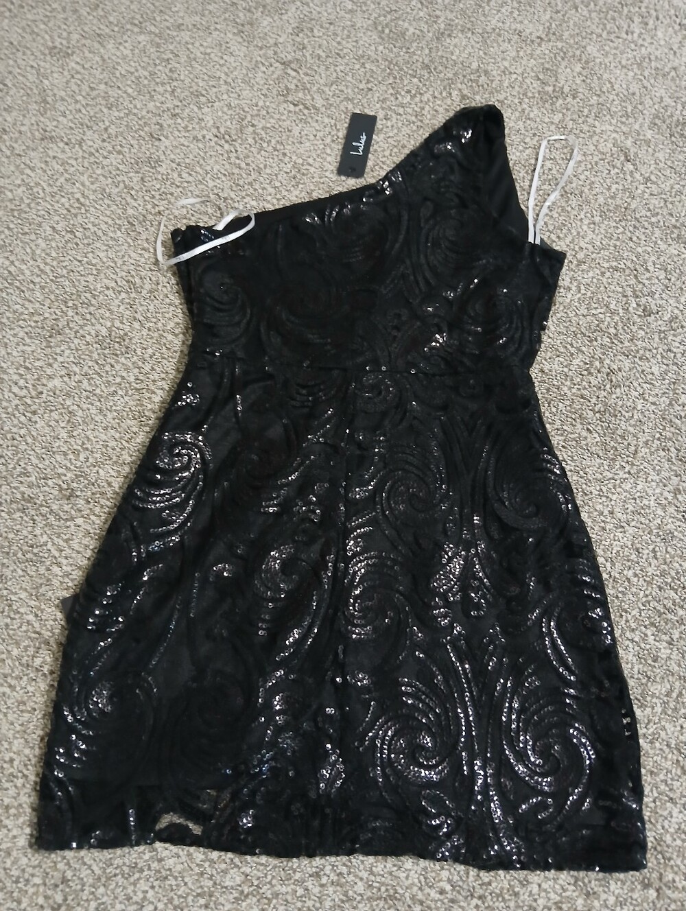 Lulu's Black One-Shoulder Sequin Mini Dress - Picture 15 of 16